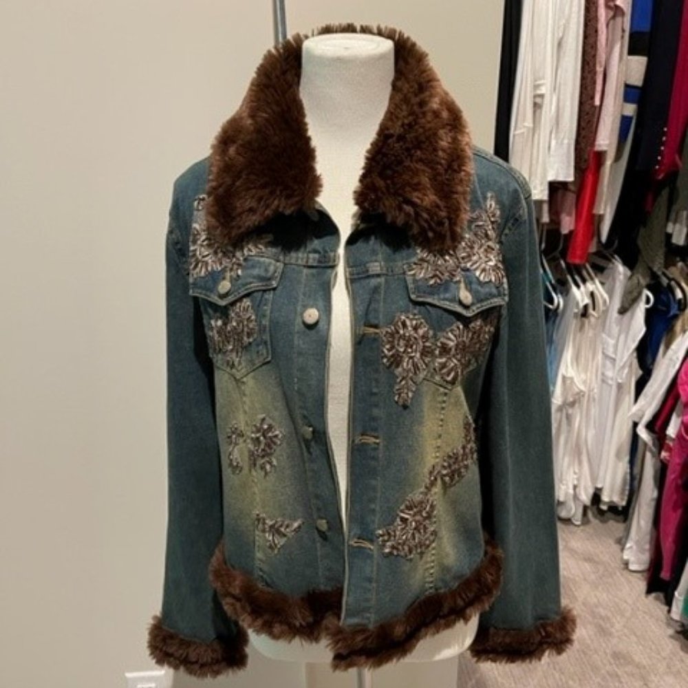 Vintage Spiegel Embroidered Jacket with Removable collar